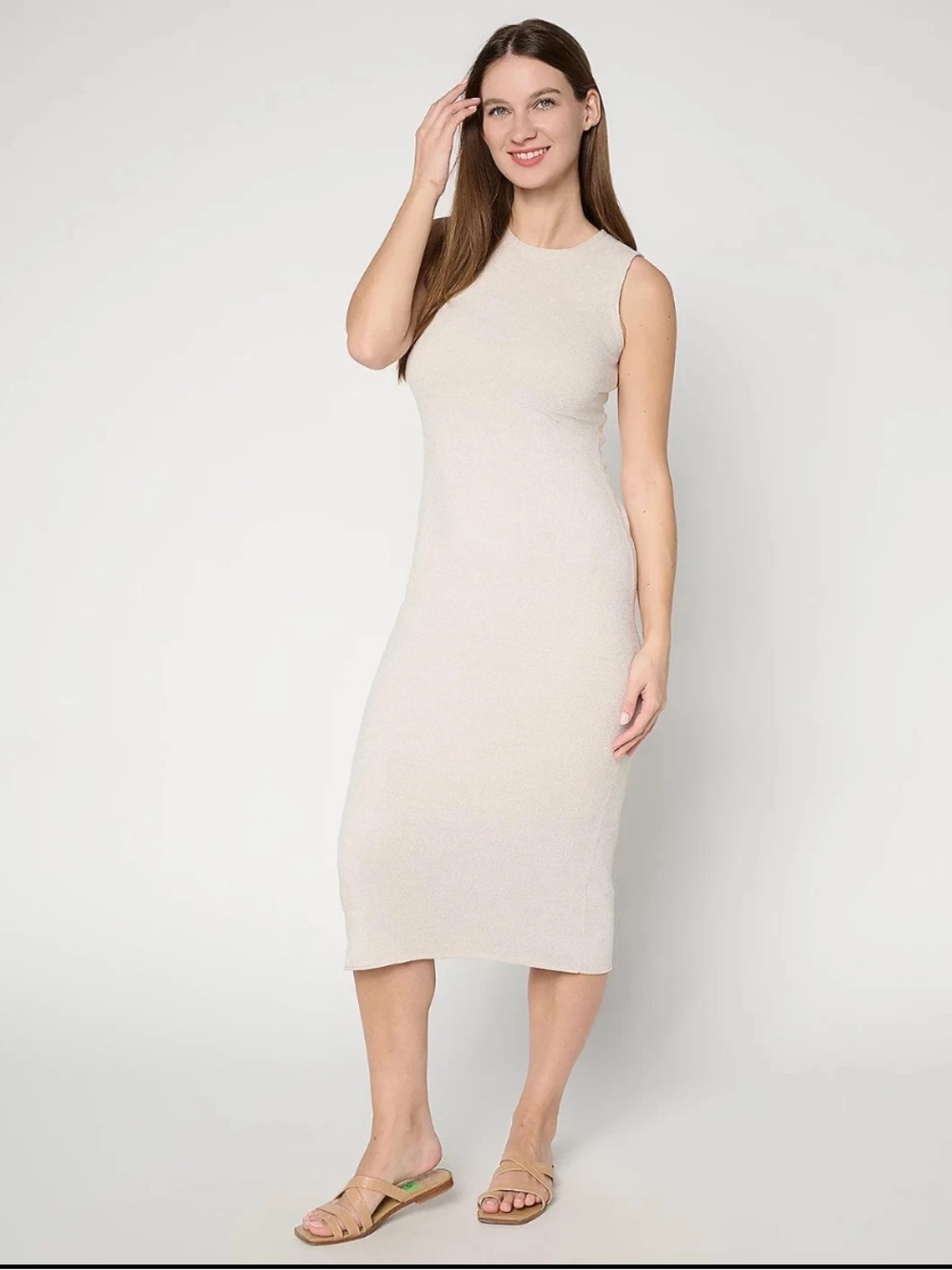 Barefoot Dreams CozyChic Ultra Lite Rolld Edge Midi Dress-Malibu Mist-XL EUC